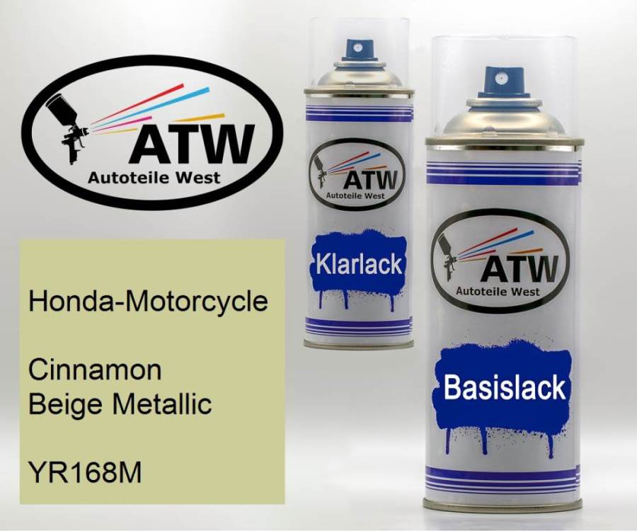 Honda-Motorcycle, Cinnamon Beige Metallic, YR168M: 400ml Sprühdose + 400ml Klarlack - Set, von ATW Autoteile West.